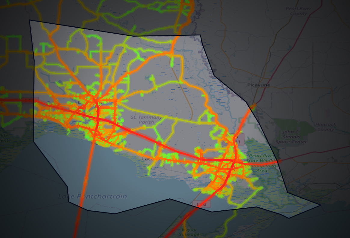 Traffic map of St. Tammany, Louisiana