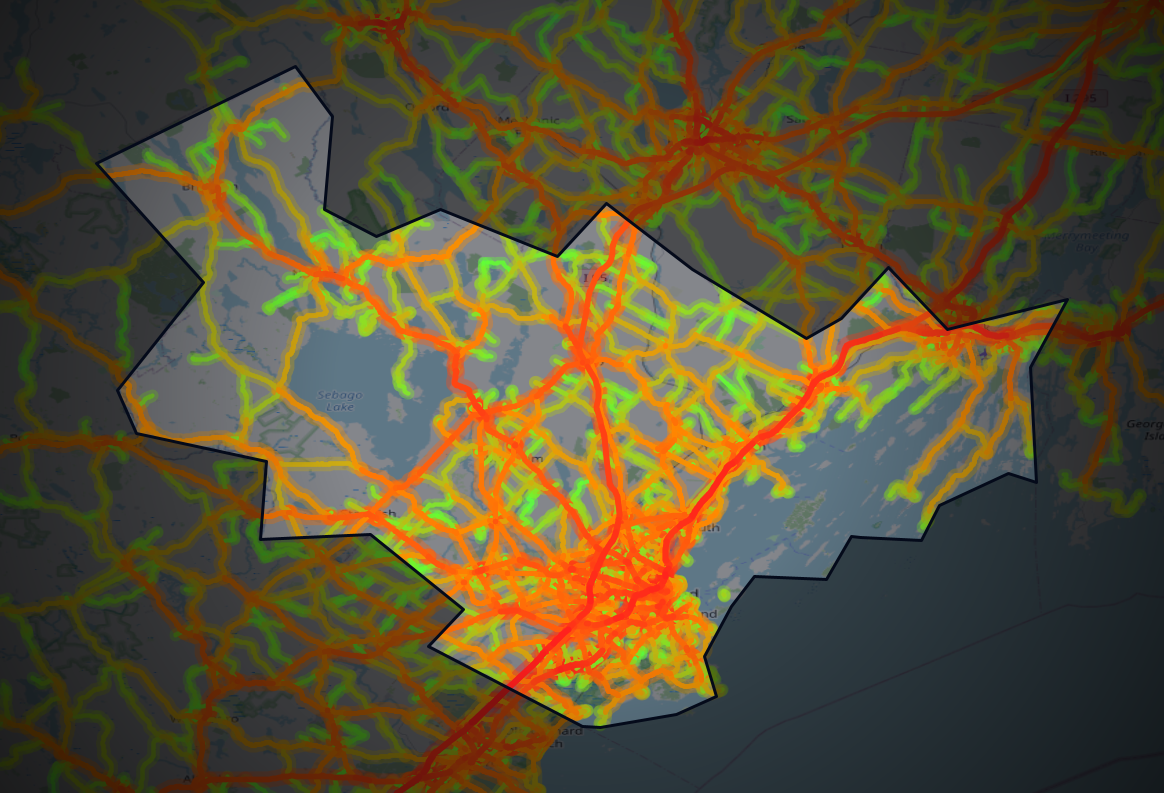Traffic map of Cumberland, Maine