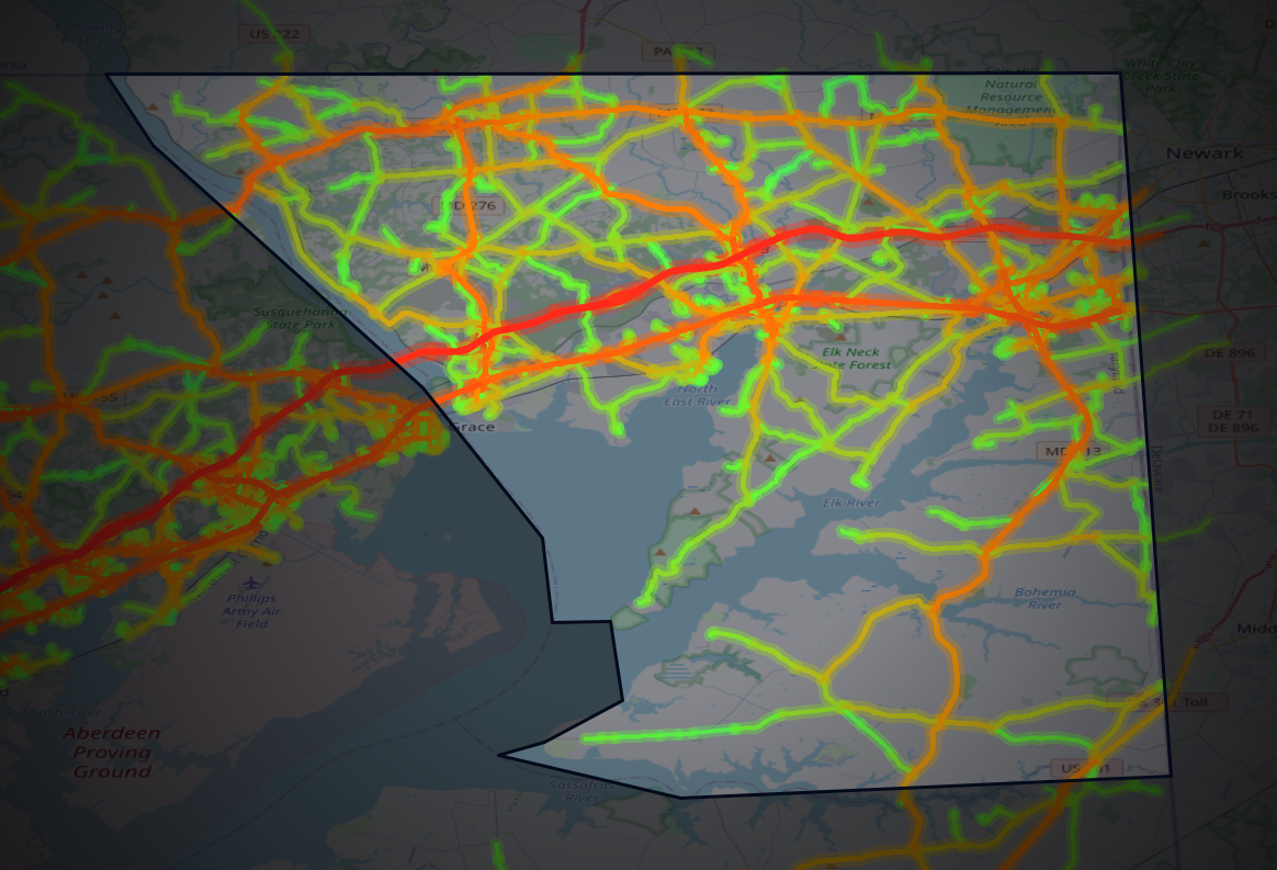 Traffic map of Cecil, Maryland
