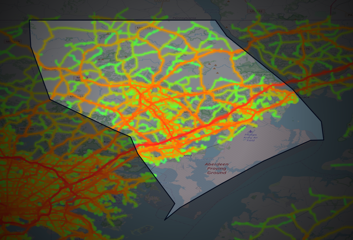 Traffic map of Harford, Maryland