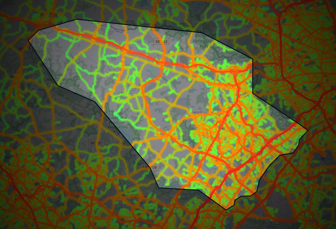 Traffic map of Howard, Maryland