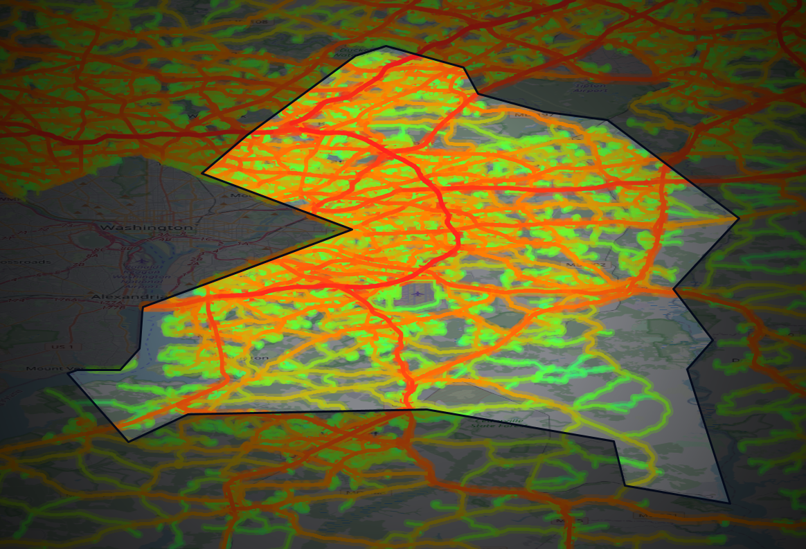 Traffic map of Prince George's, Maryland