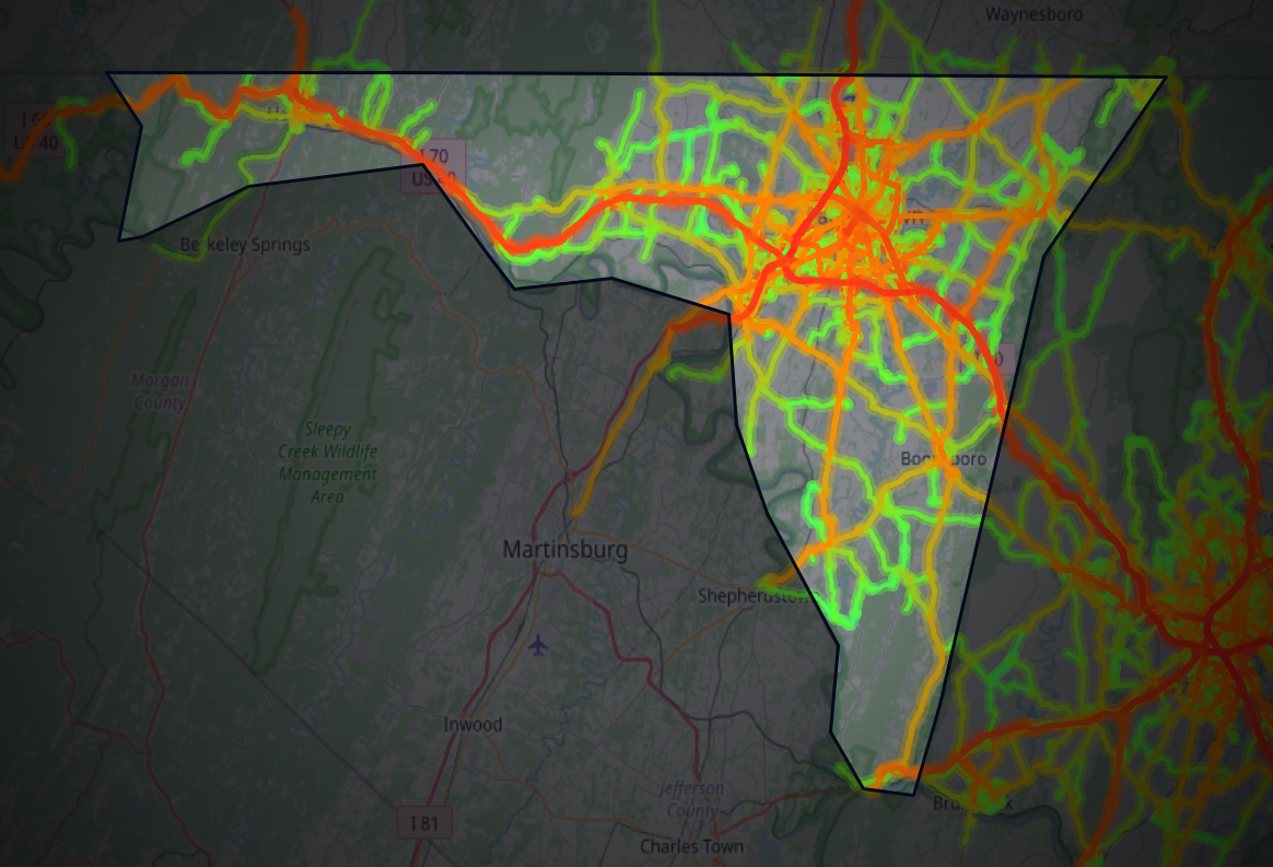 Traffic map of Washington, Maryland