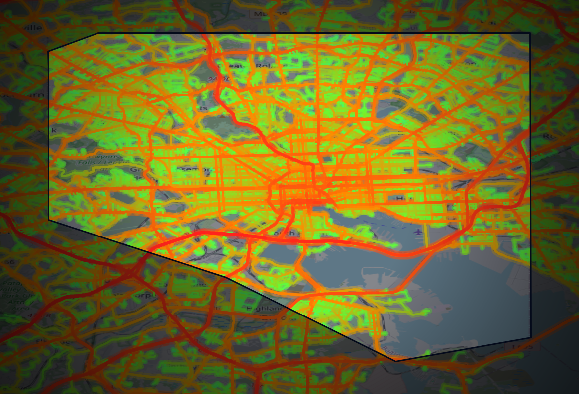 Traffic map of Baltimore, Maryland