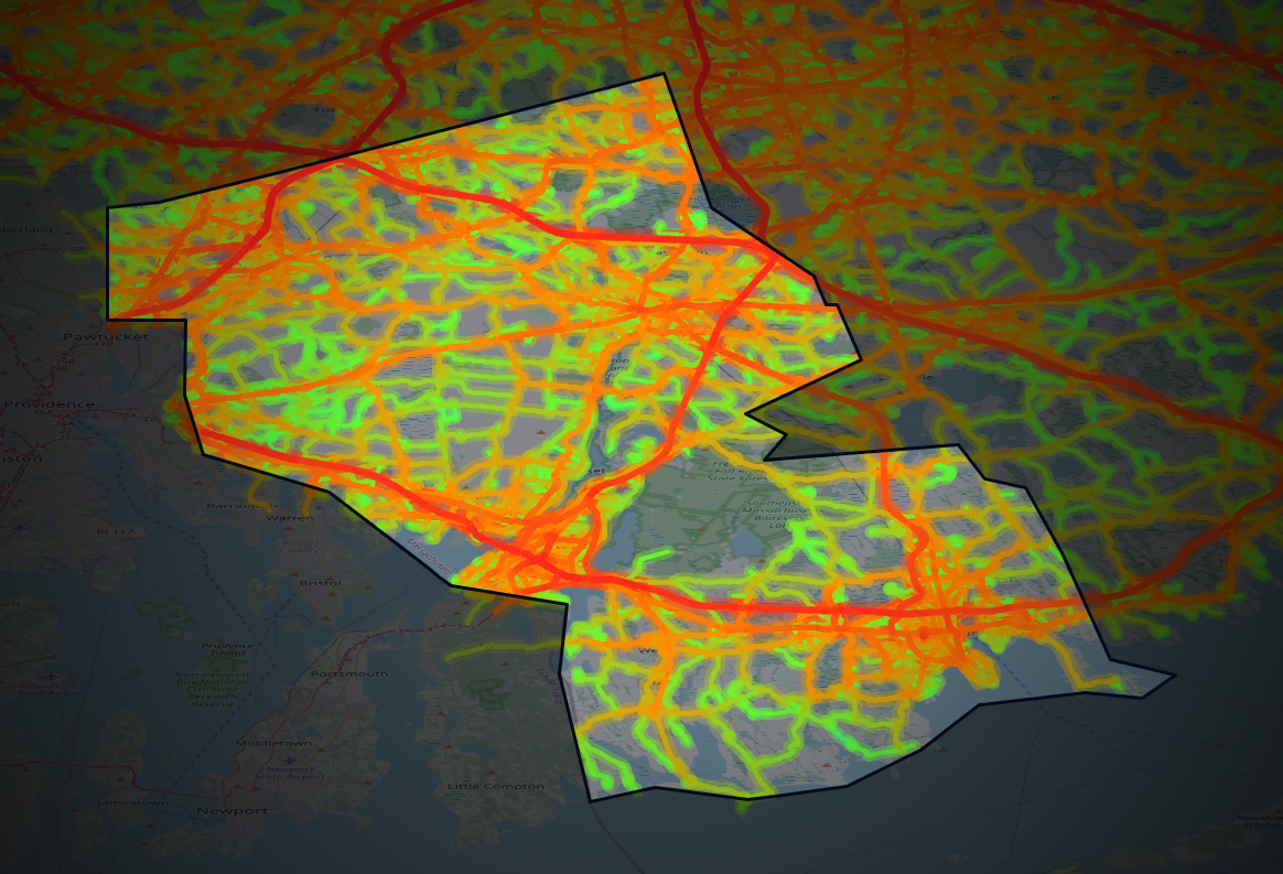 Traffic map of Bristol, Massachusetts