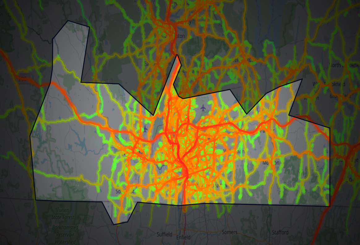 Traffic map of Hampden, Massachusetts