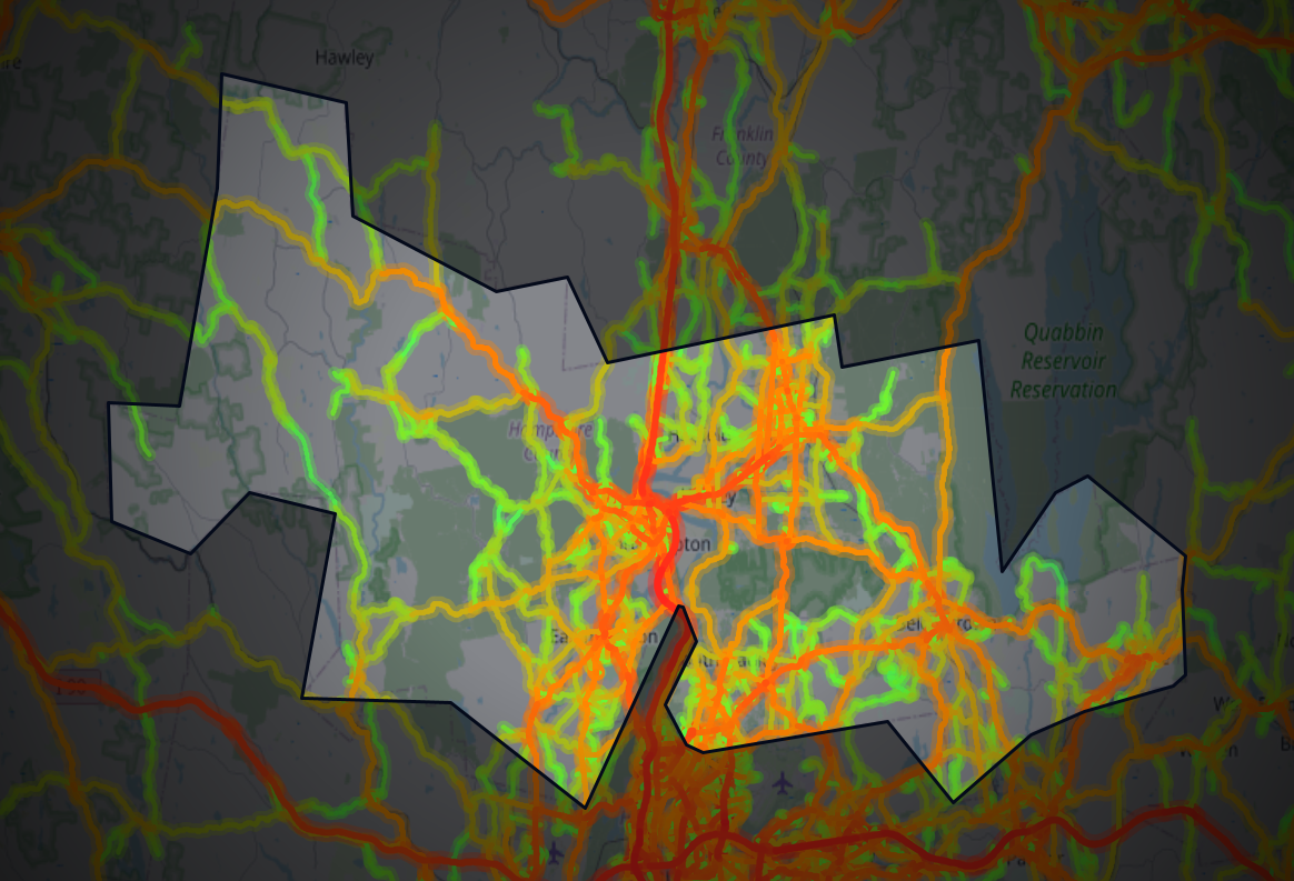 Traffic map of Hampshire, Massachusetts