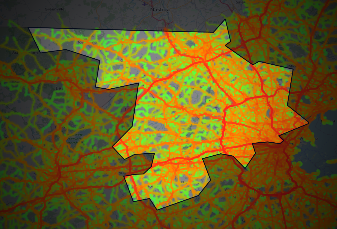 Traffic map of Middlesex, Massachusetts