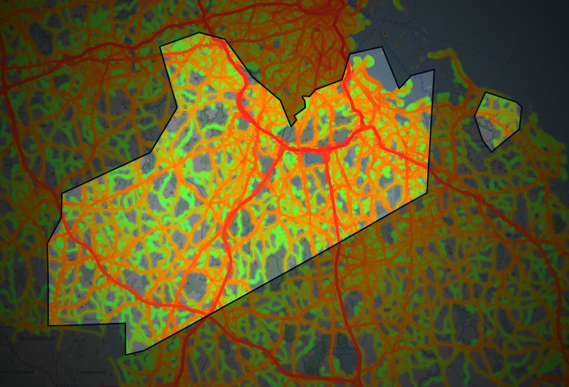 Traffic map of Norfolk, Massachusetts