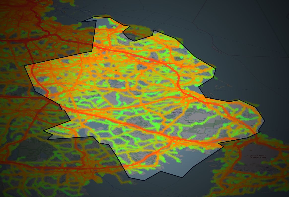 Traffic map of Plymouth, Massachusetts