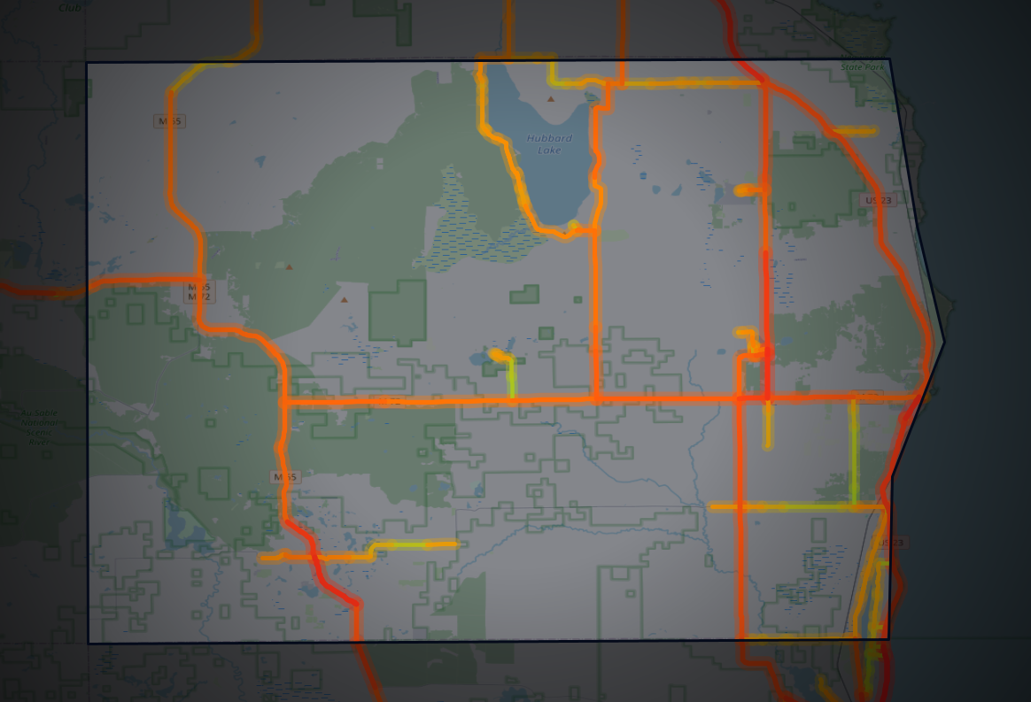 Traffic map of Alcona, Michigan
