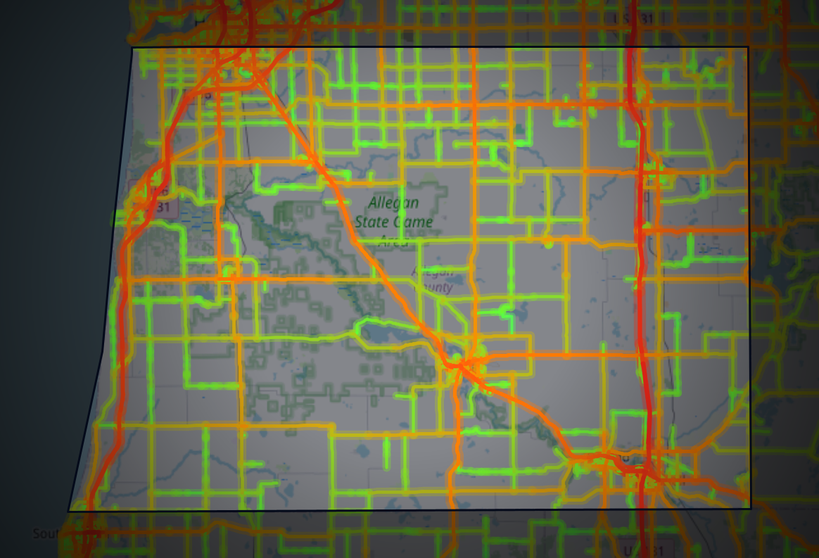 Traffic map of Allegan, Michigan