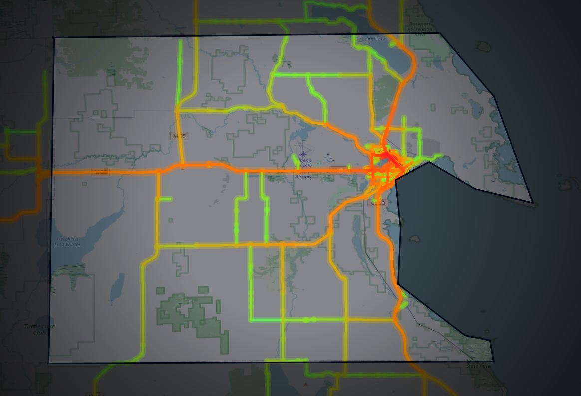 Traffic map of Alpena, Michigan