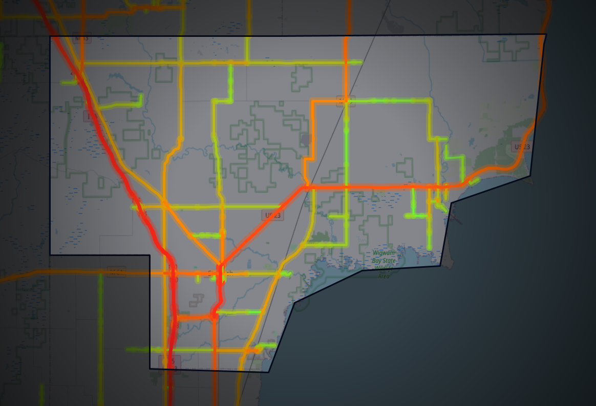 Traffic map of Arenac, Michigan