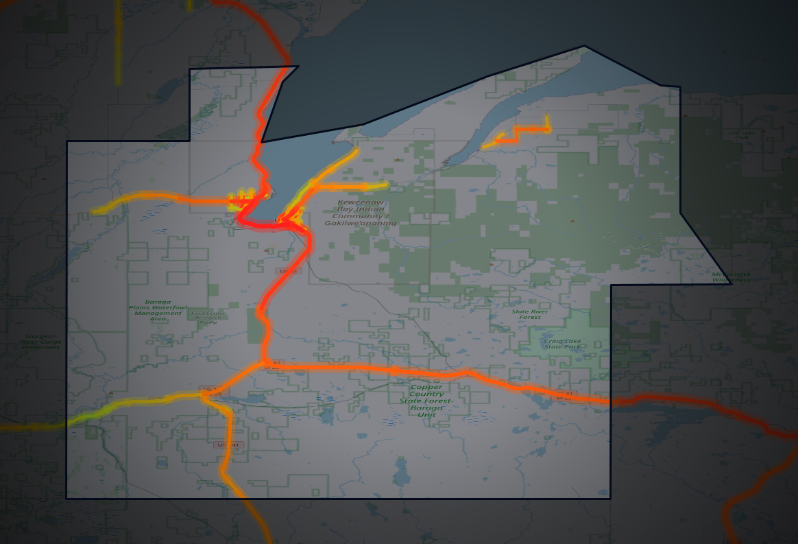 Traffic map of Baraga, Michigan