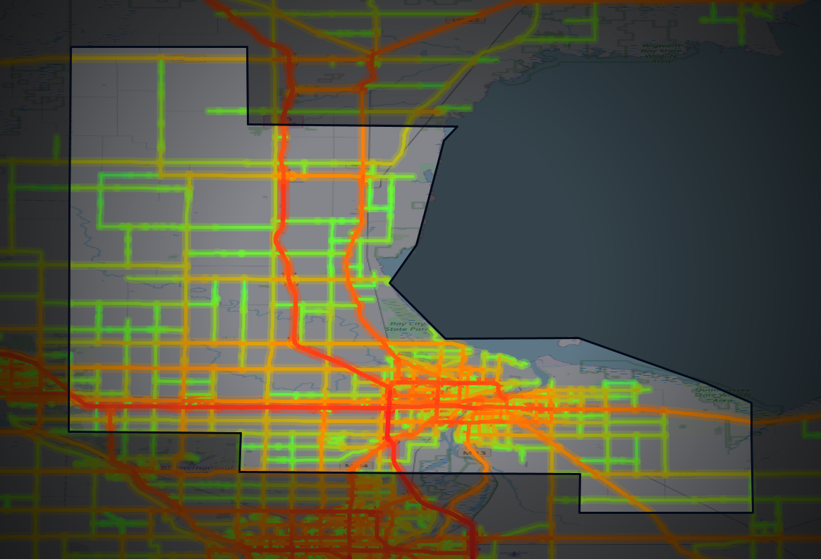 Traffic map of Bay, Michigan