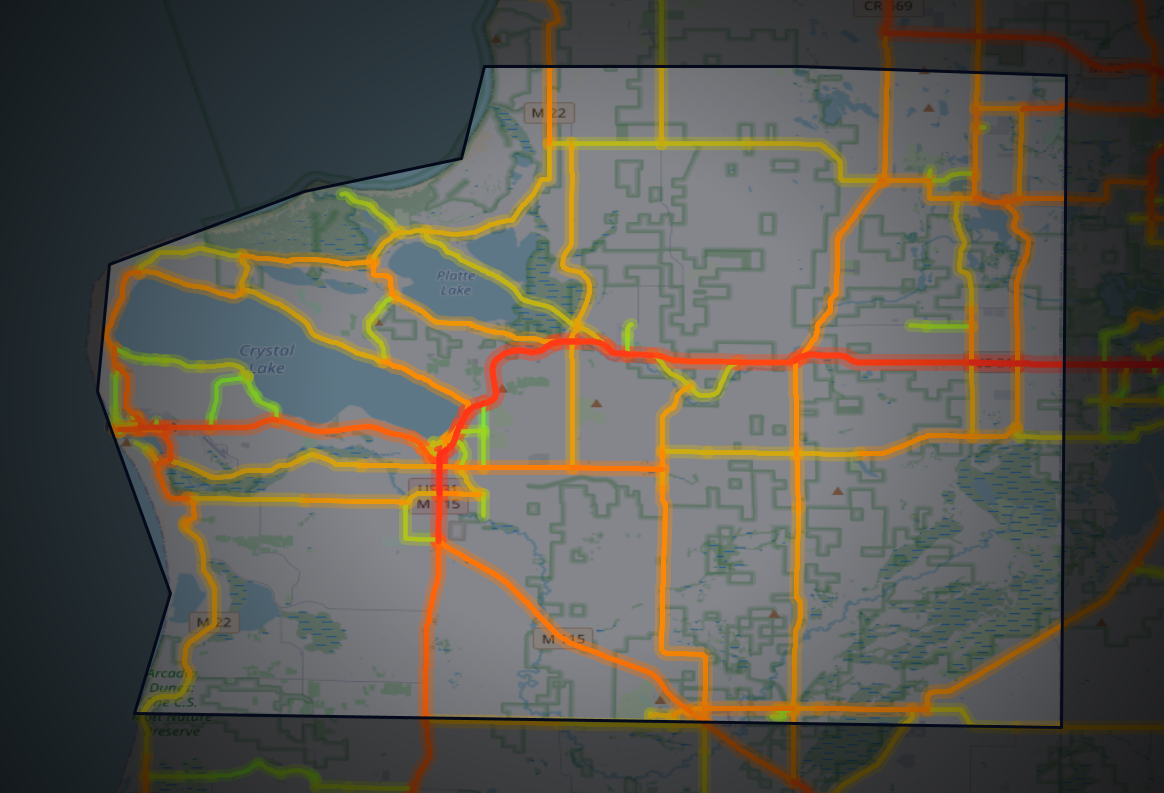Traffic map of Benzie, Michigan
