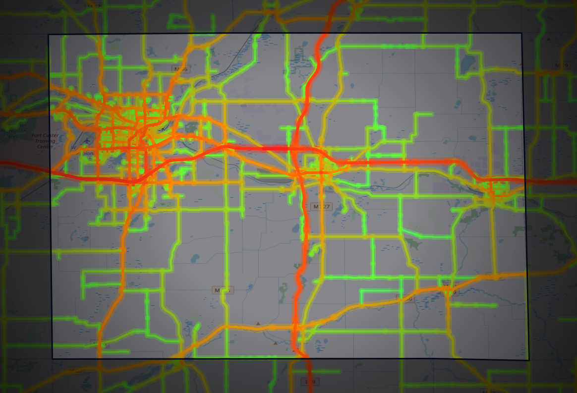 Traffic map of Calhoun, Michigan