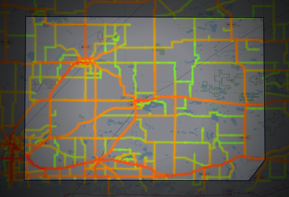 Traffic map of Cass, Michigan
