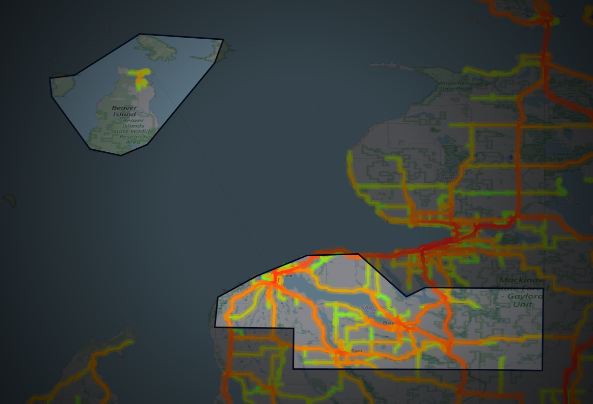 Traffic map of Charlevoix, Michigan