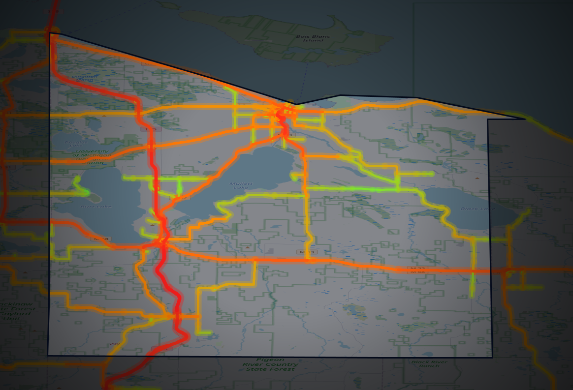 Traffic map of Cheboygan, Michigan