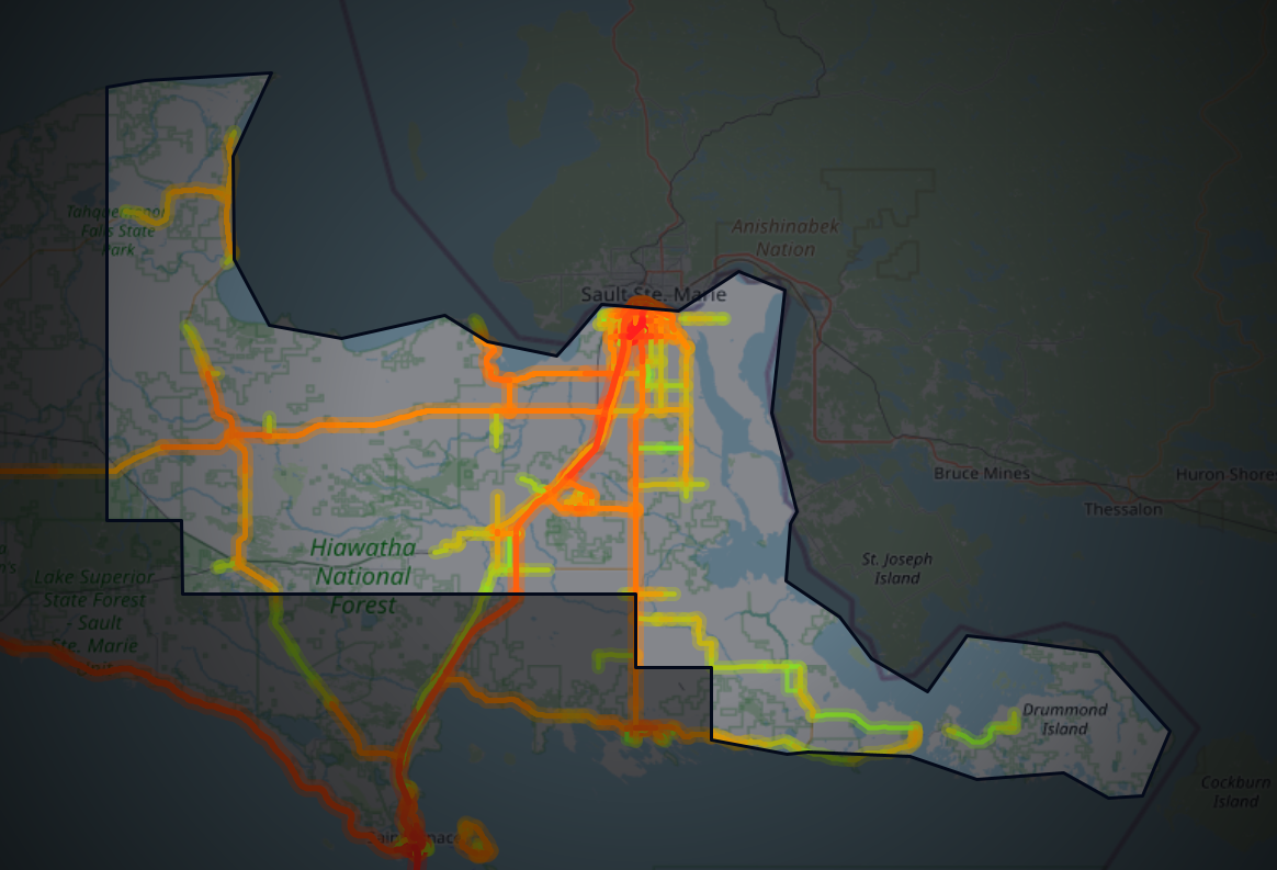 Traffic map of Chippewa, Michigan