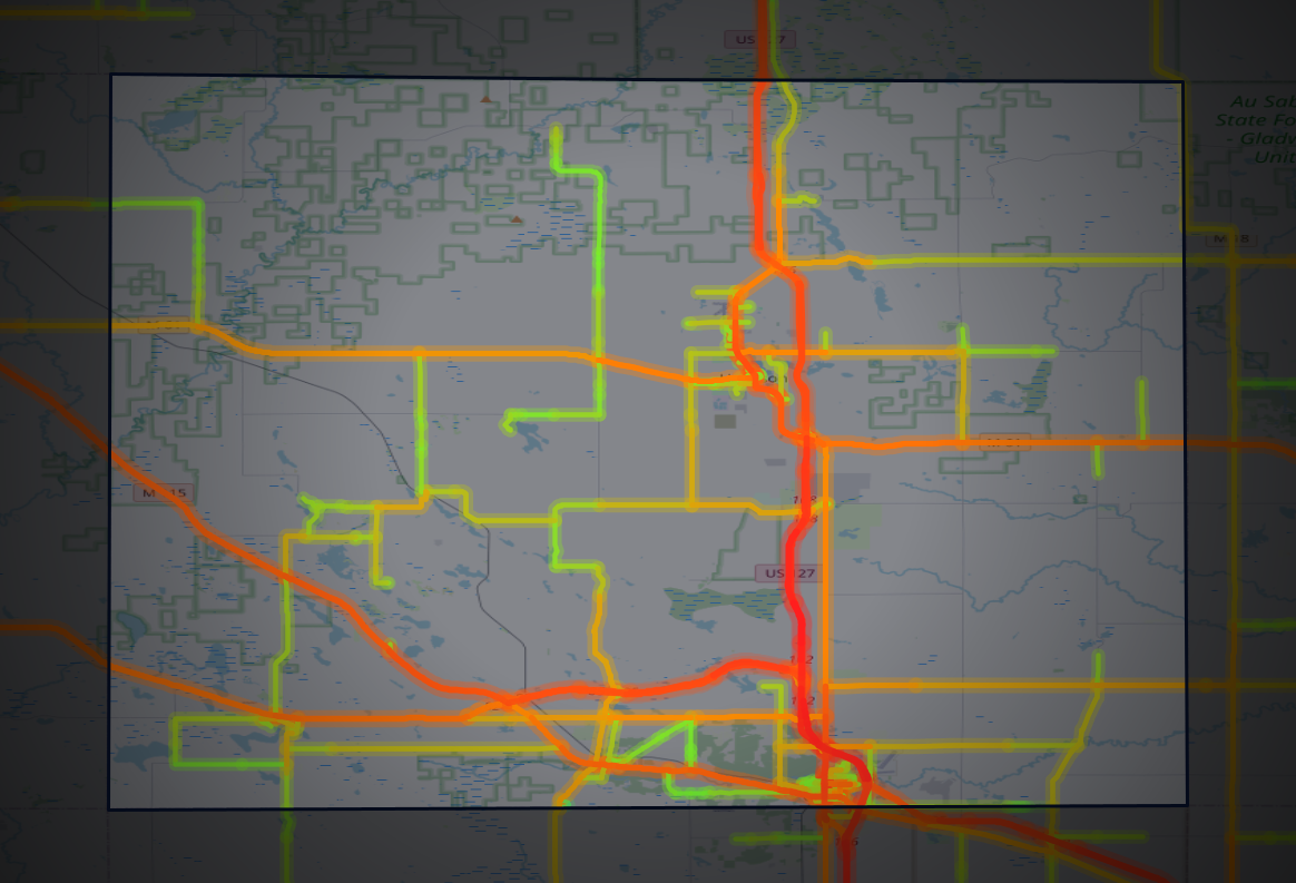 Traffic map of Clare, Michigan