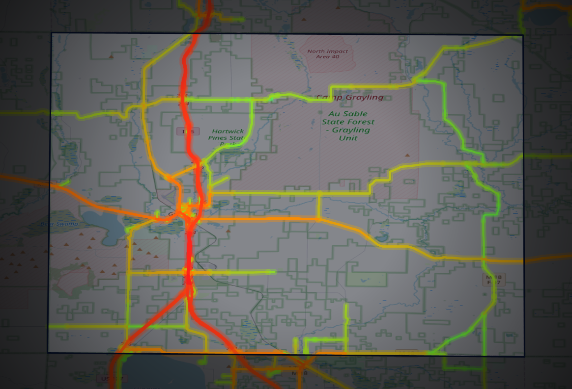 Traffic map of Crawford, Michigan