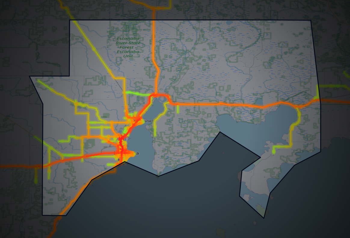 Traffic map of Delta, Michigan
