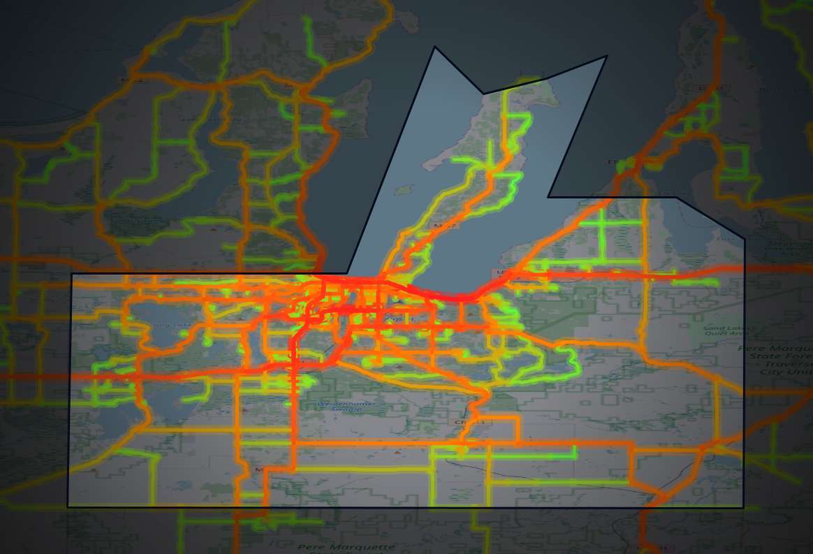 Traffic map of Grand Traverse, Michigan