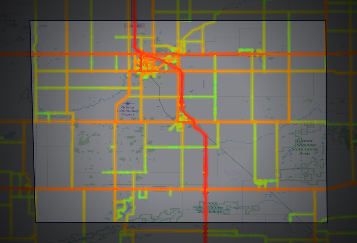 Traffic map of Gratiot, Michigan