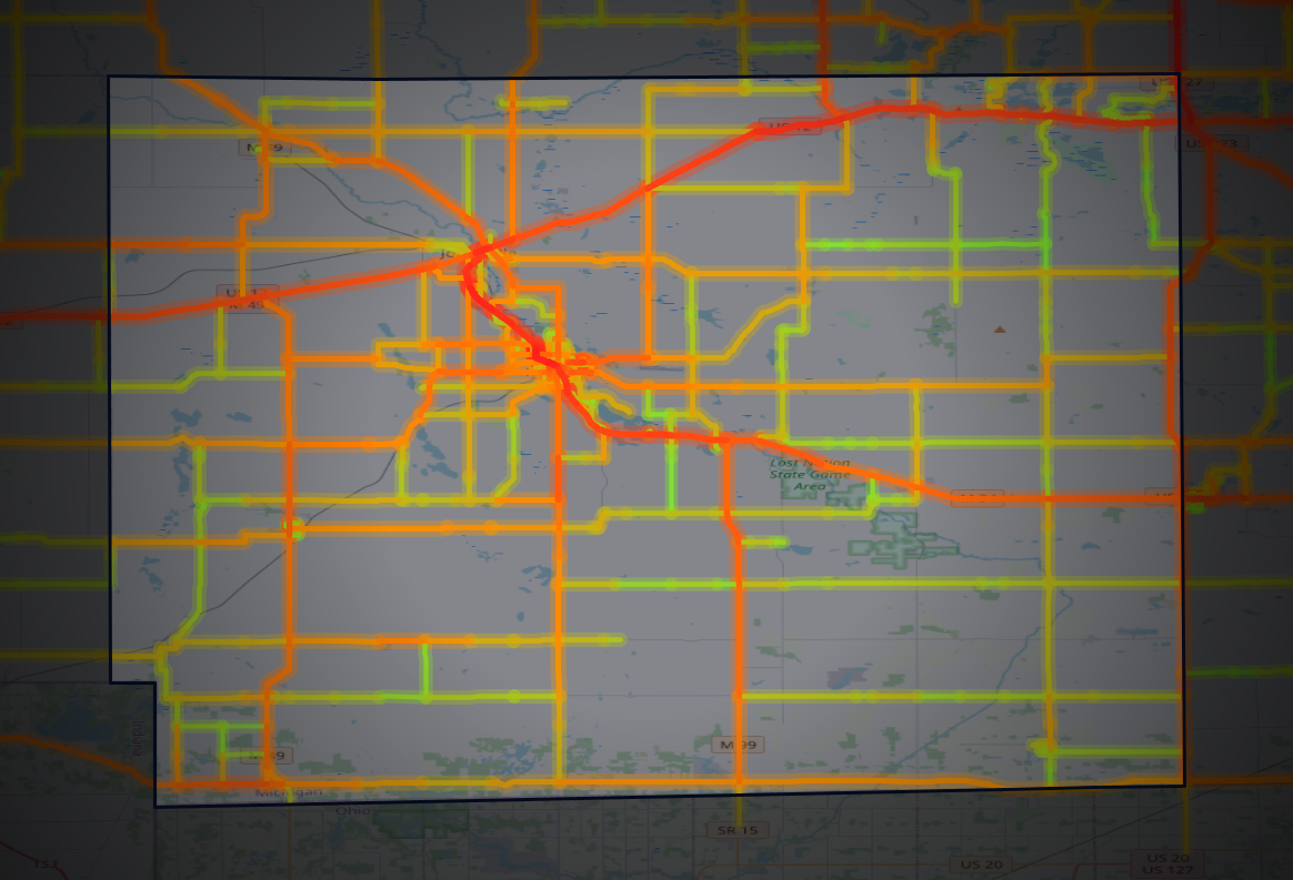 Traffic map of Hillsdale, Michigan