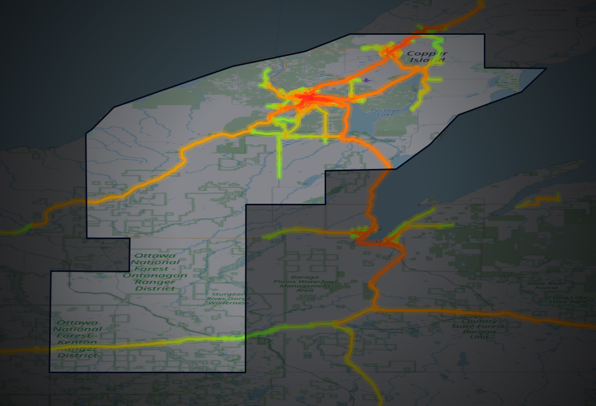 Traffic map of Houghton, Michigan