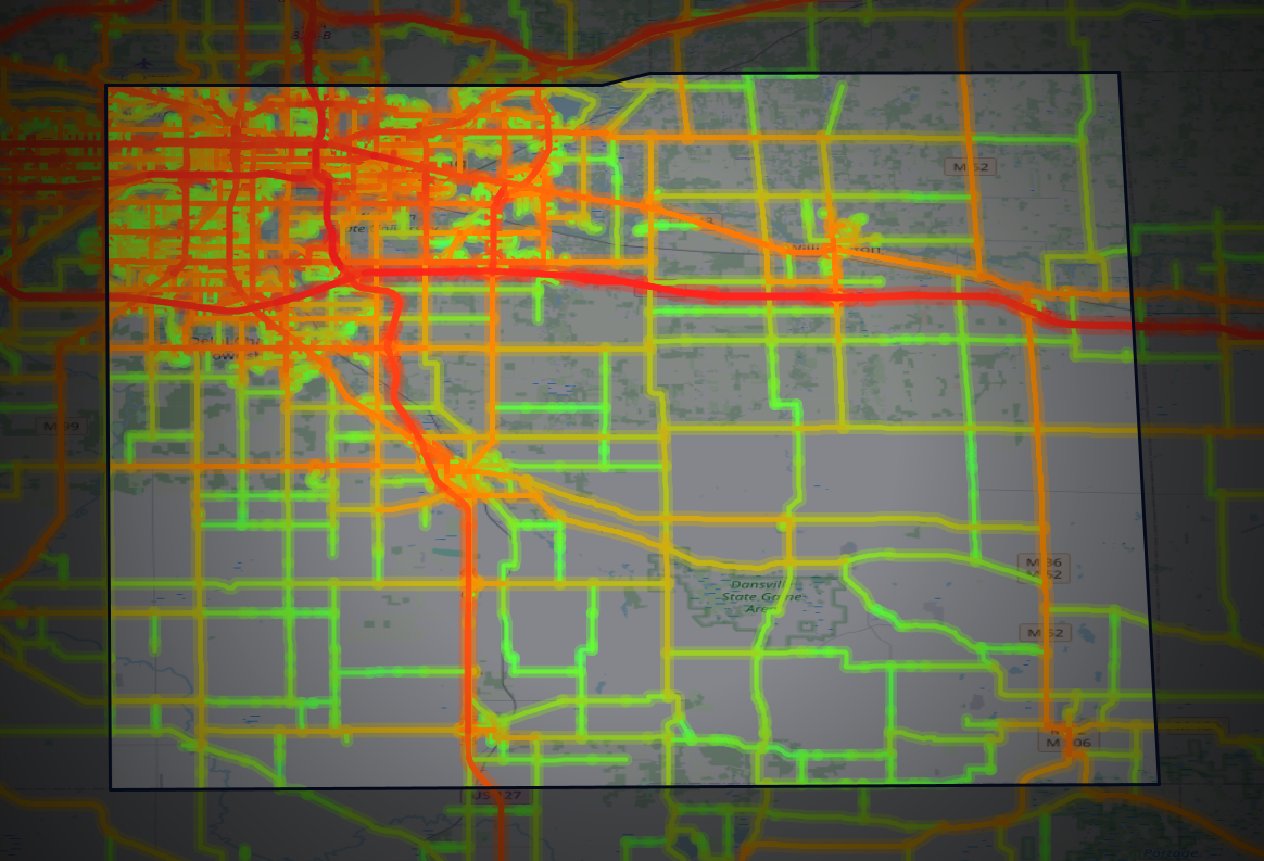 Traffic map of Ingham, Michigan