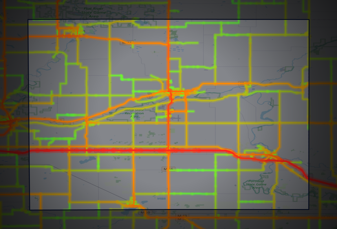 Traffic map of Ionia, Michigan