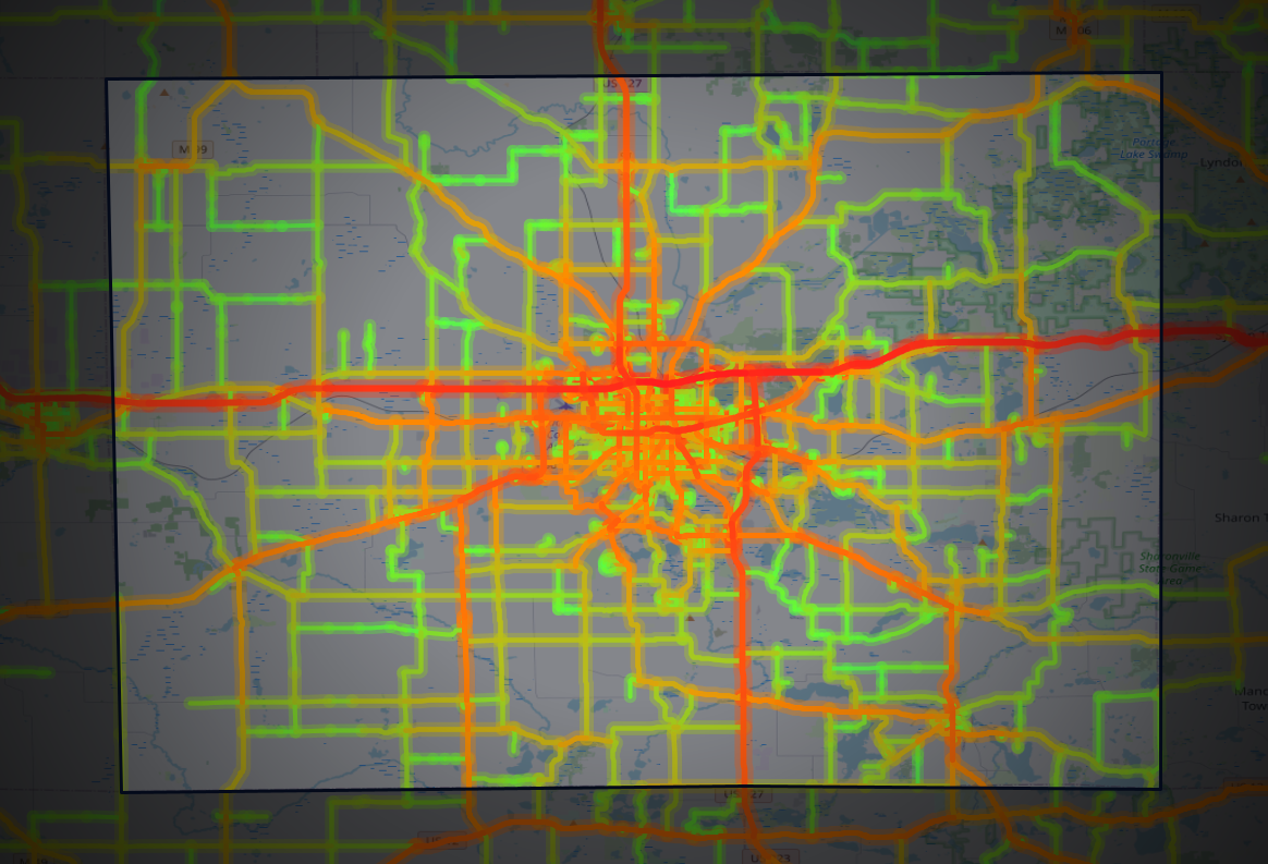Traffic map of Jackson, Michigan