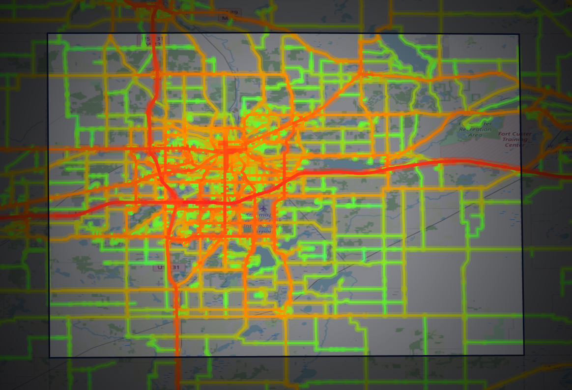 Traffic map of Kalamazoo, Michigan
