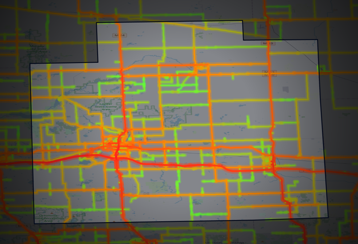 Traffic map of Lapeer, Michigan