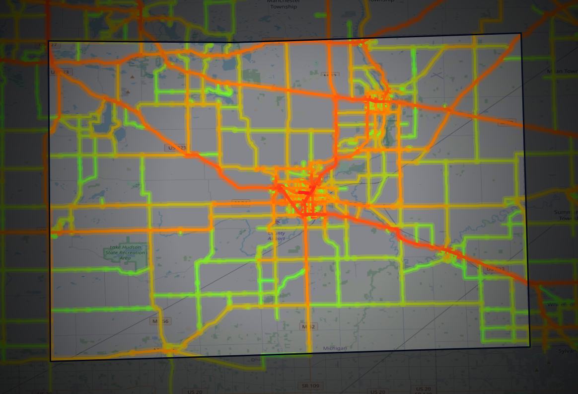 Traffic map of Lenawee, Michigan