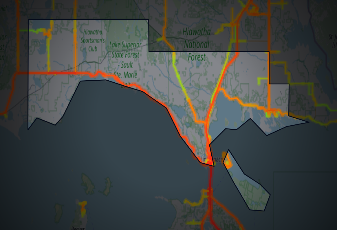 Traffic map of Mackinac, Michigan