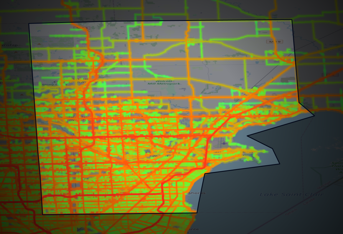 Traffic map of Macomb, Michigan