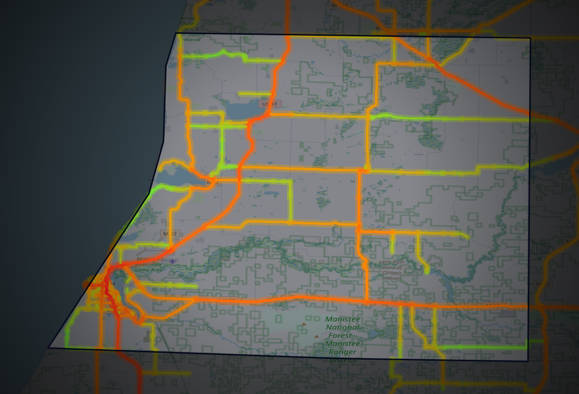 Traffic map of Manistee, Michigan