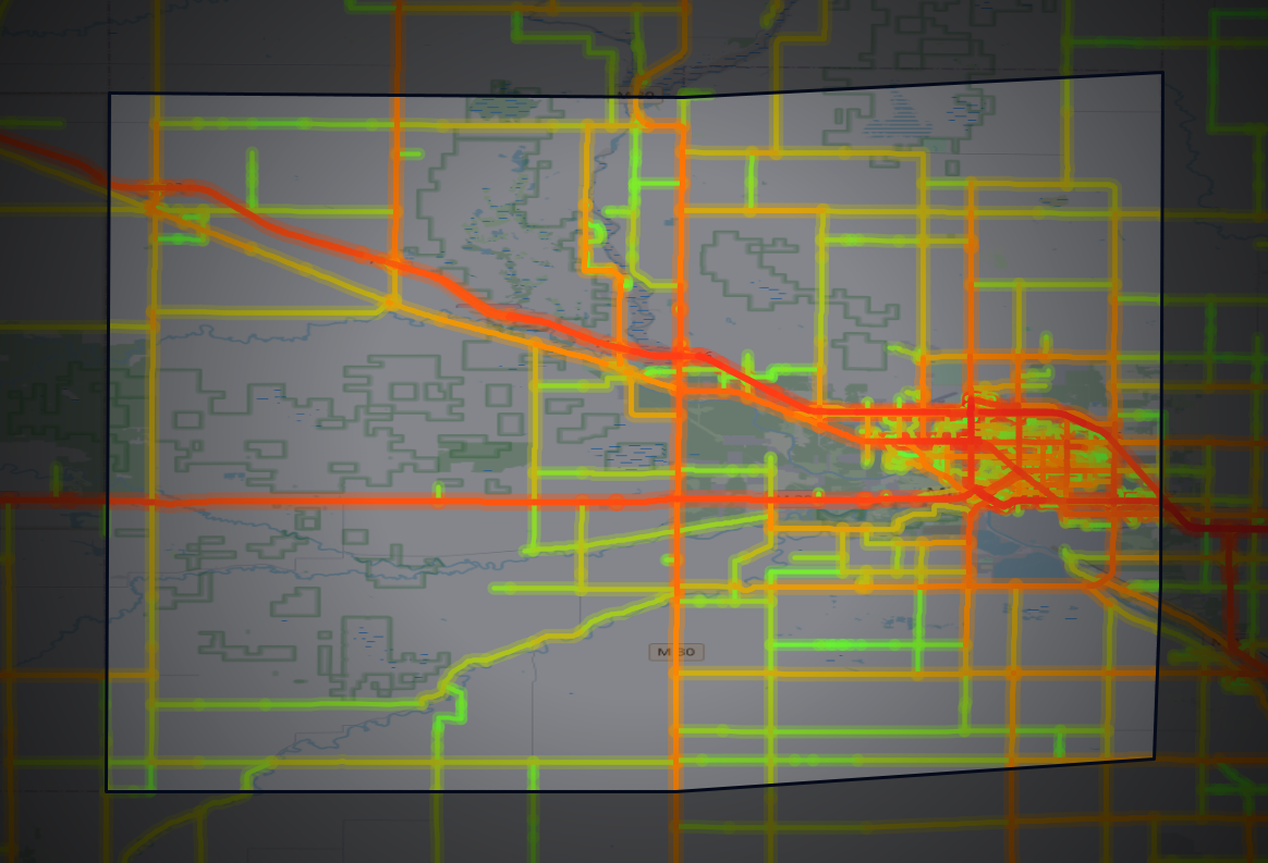 Traffic map of Midland, Michigan