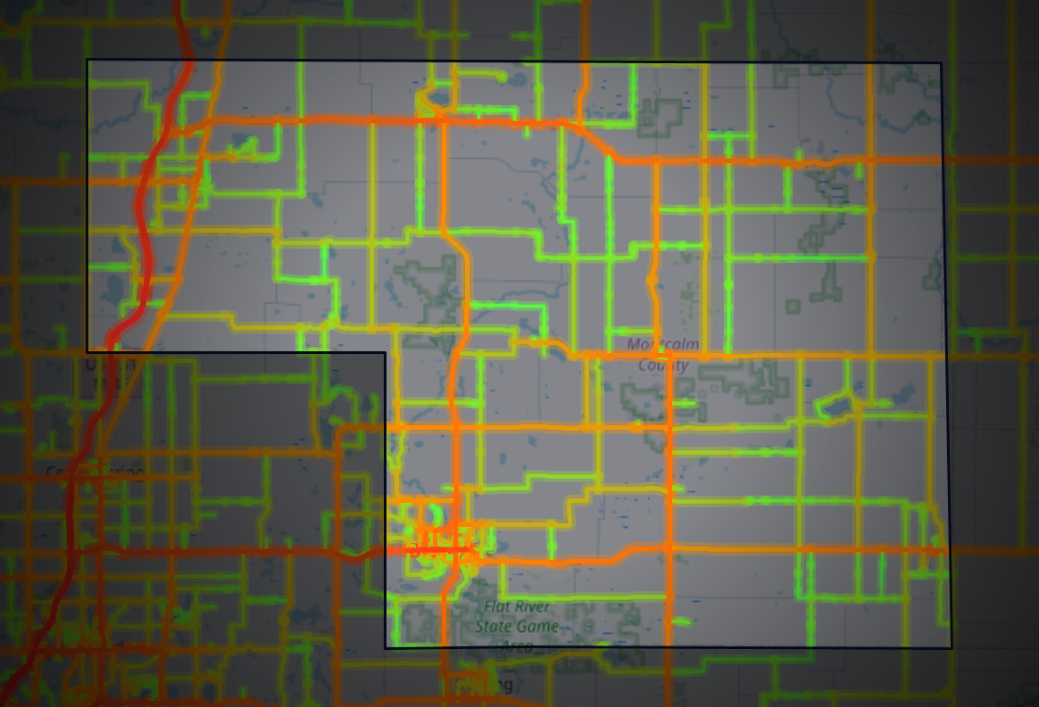 Traffic map of Montcalm, Michigan