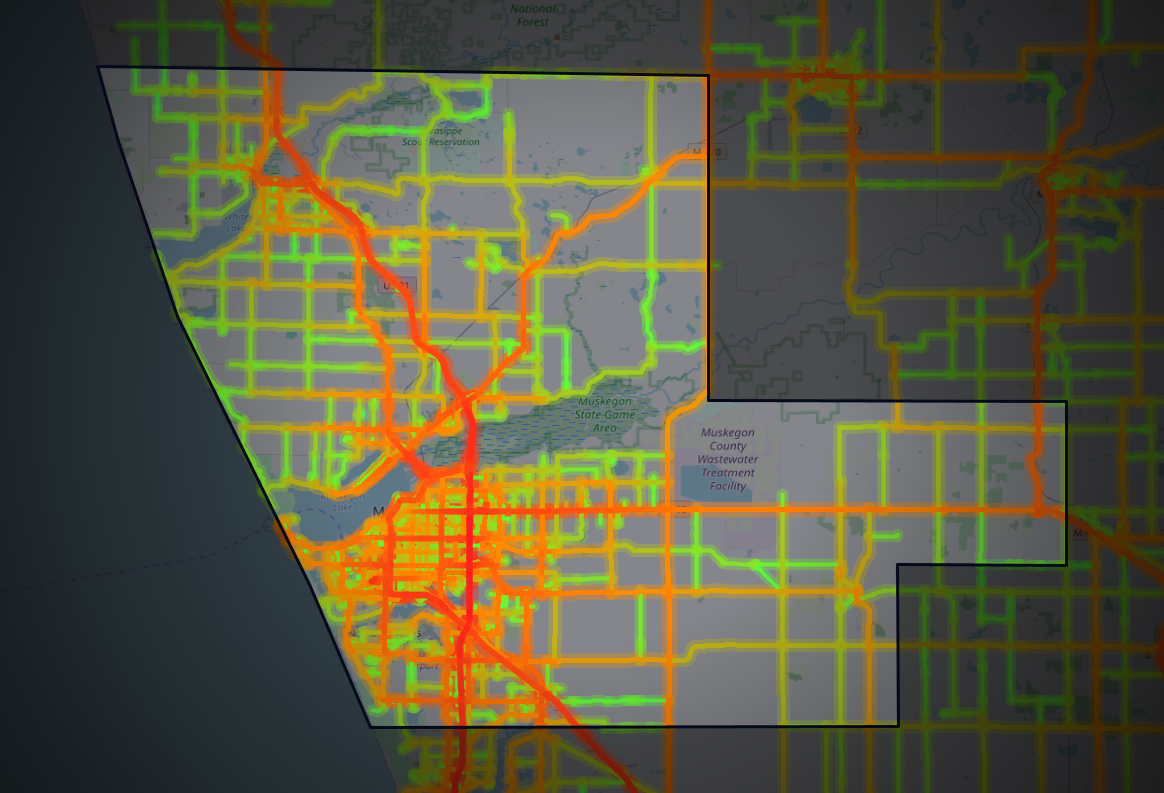Traffic map of Muskegon, Michigan