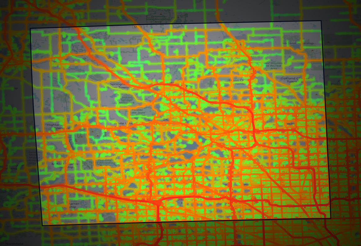 Traffic map of Oakland, Michigan