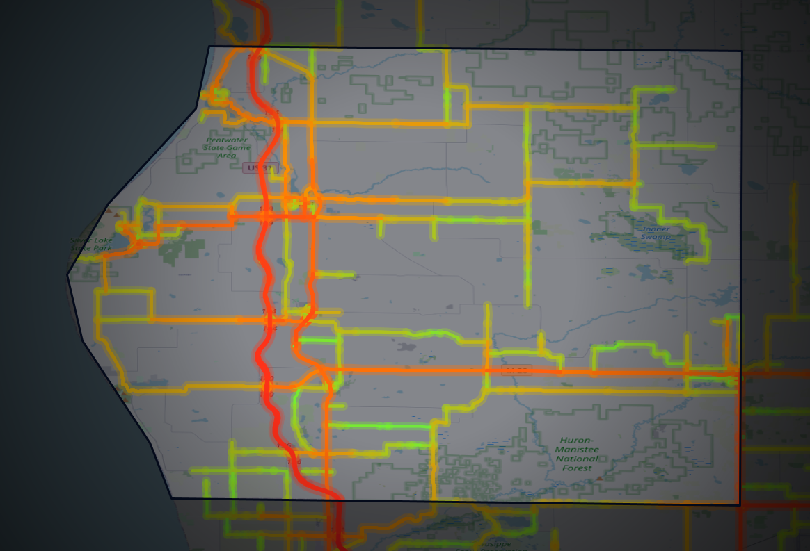Traffic map of Oceana, Michigan