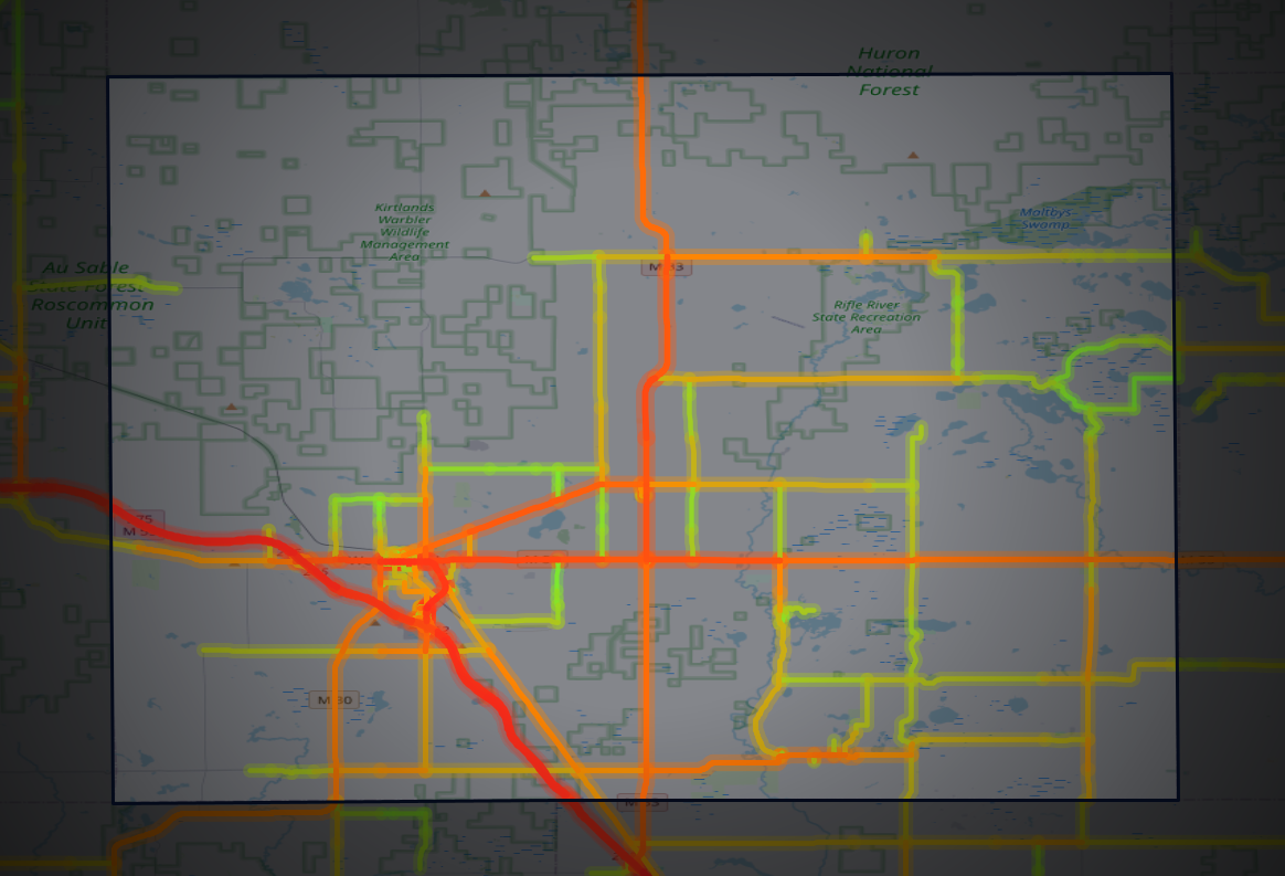 Traffic map of Ogemaw, Michigan