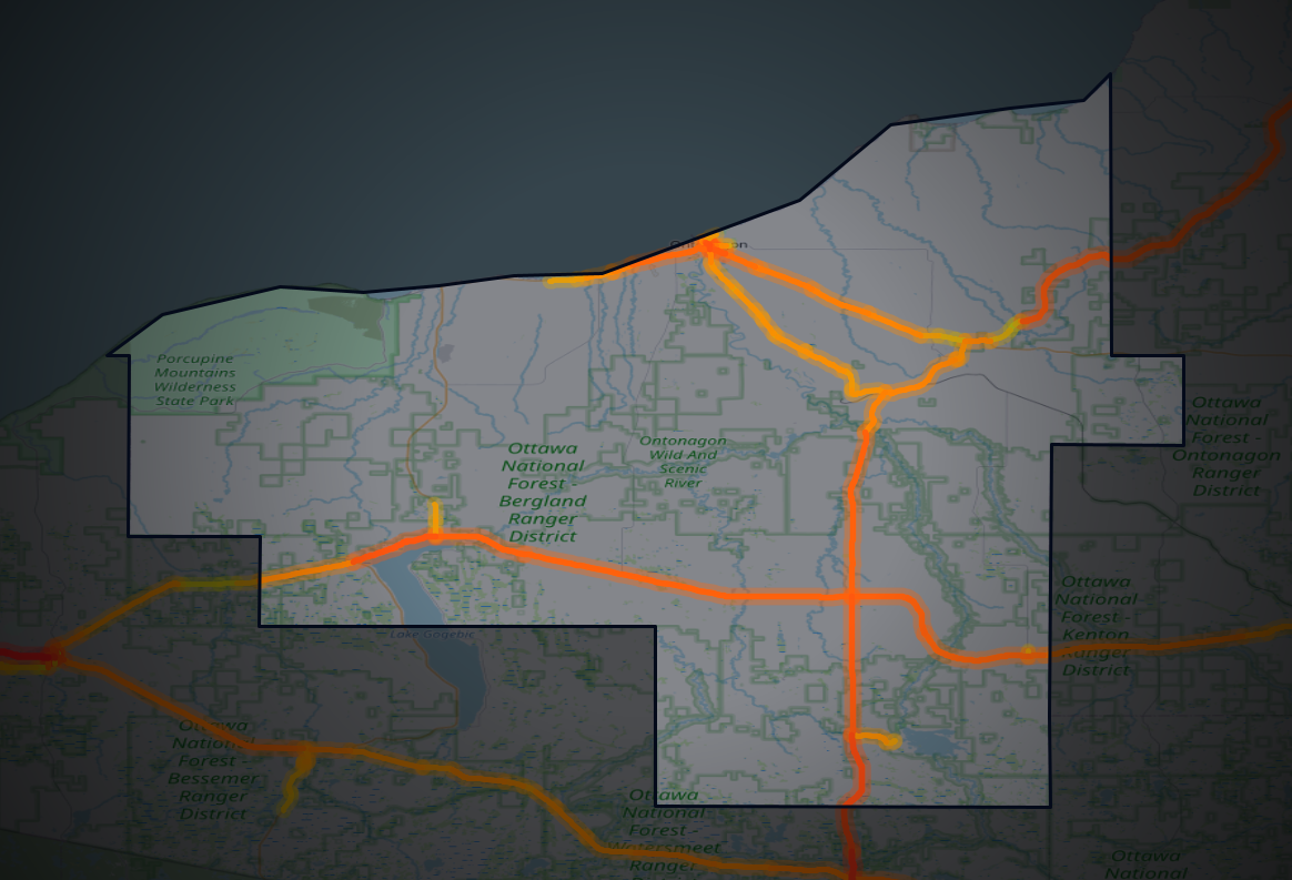 Traffic map of Ontonagon, Michigan
