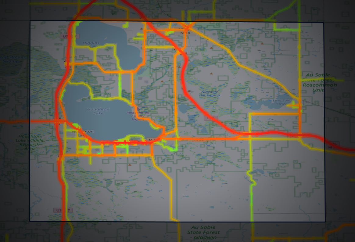Traffic map of Roscommon, Michigan